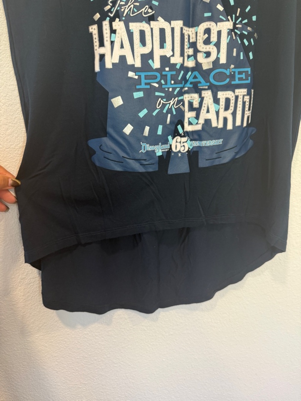Disneyland 65th Anniversary Navy Blue Top Size Small Retro Happiest Place - Picture 4 of 7